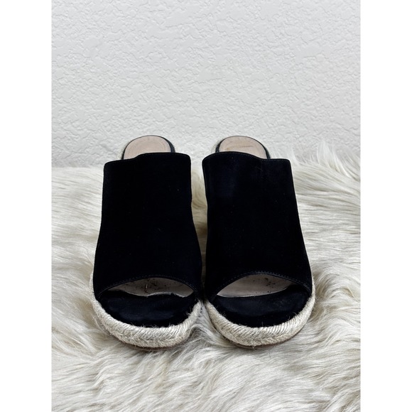 Stuart Weitzman Marabella Black Suede Espadrille Wedge Mule Womens 9.5 Boho - Picture 2 of 7